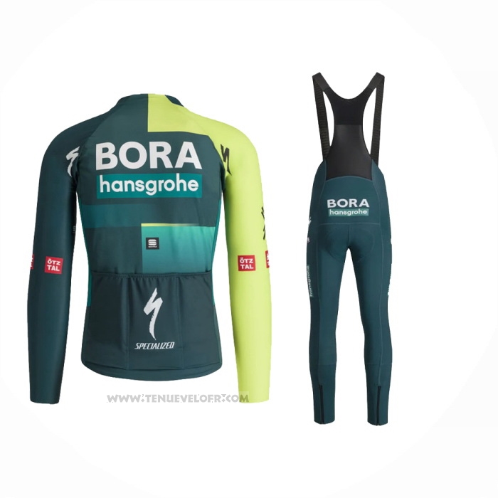 2024 Maillot Cyclisme Bora-Hansgrone Profond Vert Manches Longues Et Cuissard